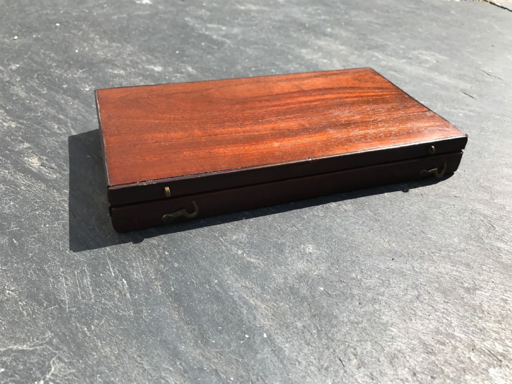 An unusual 19th century mahogany boxed set of bone letters- for learning to  spelling View II