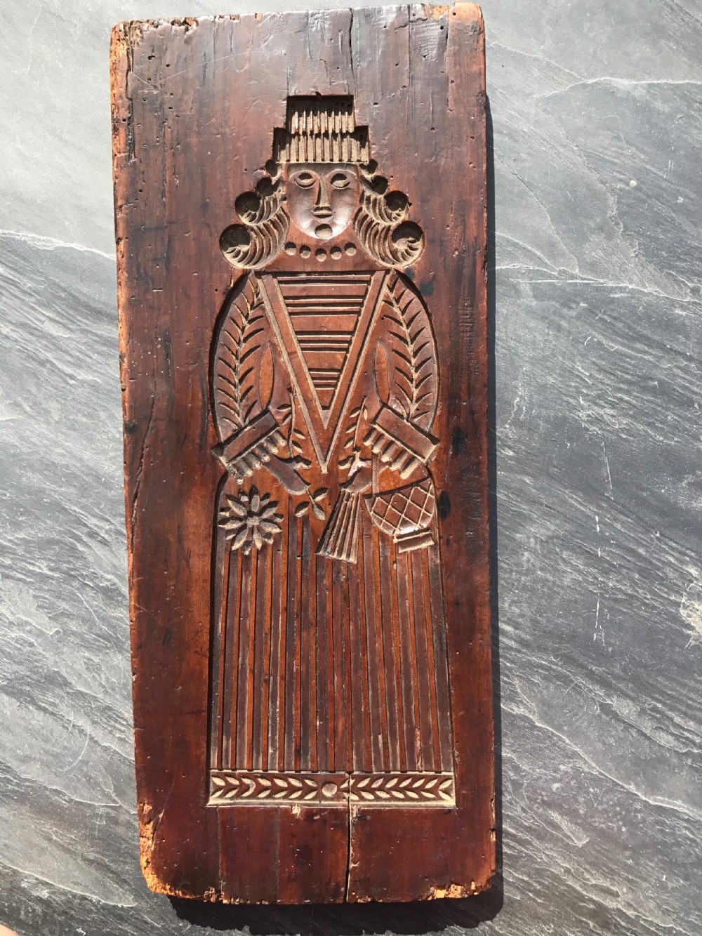 Antique Fruitwood Gingerbread Mould - double sided