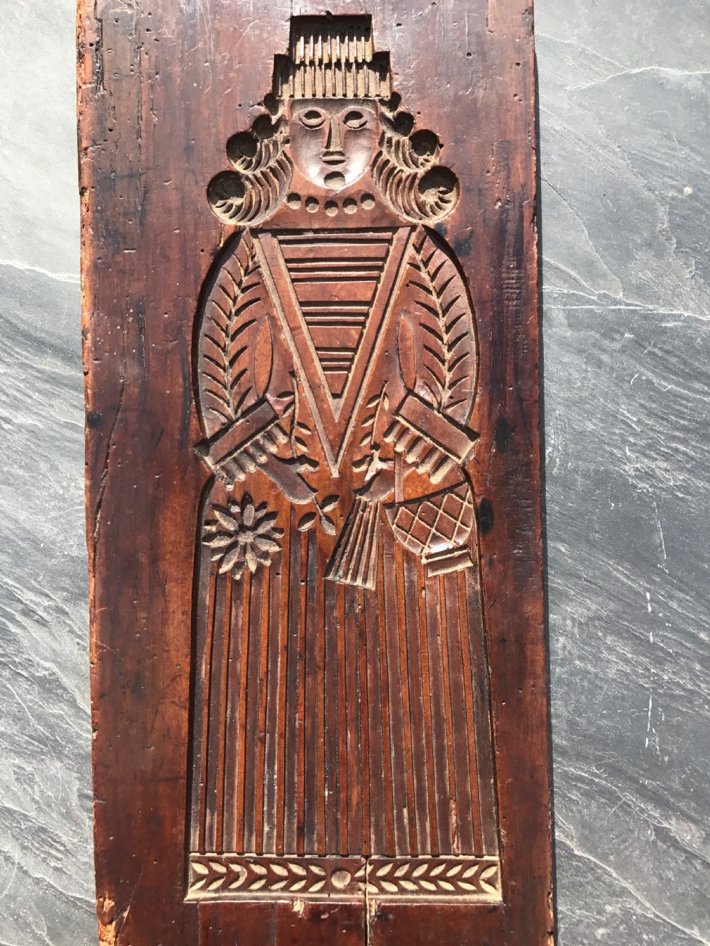 Antique Fruitwood Gingerbread Mould - double sided View V