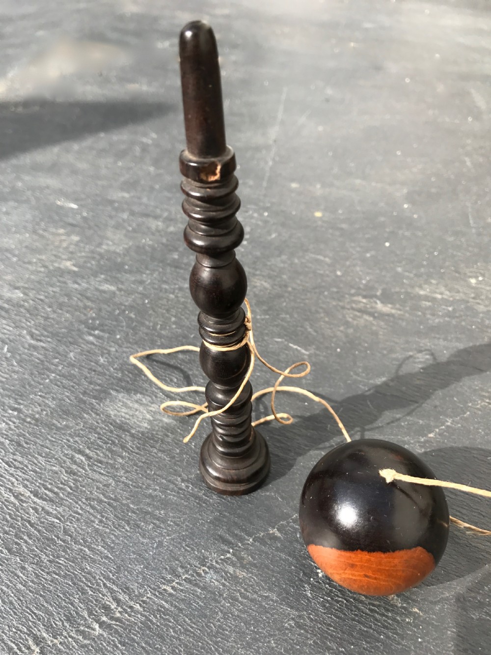 An Antique Treen  Bilboquet/Ball and Cup Game - lignum vitae View II