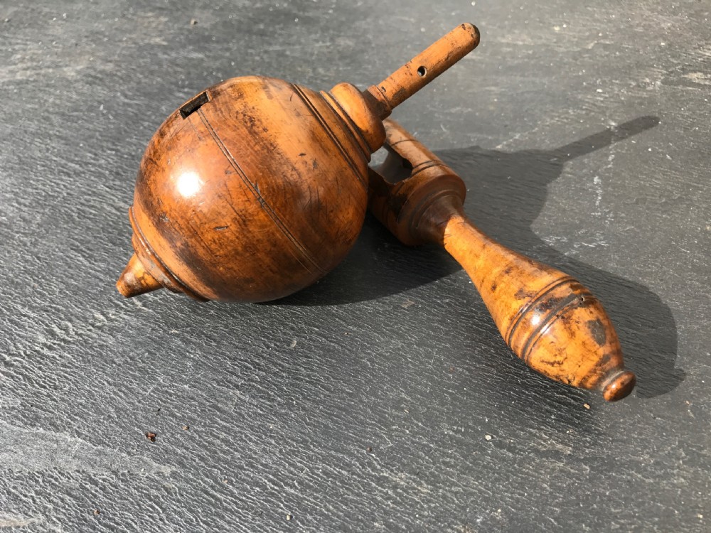 Antique  Treen Victorian spinning top turned from boxwood. View II