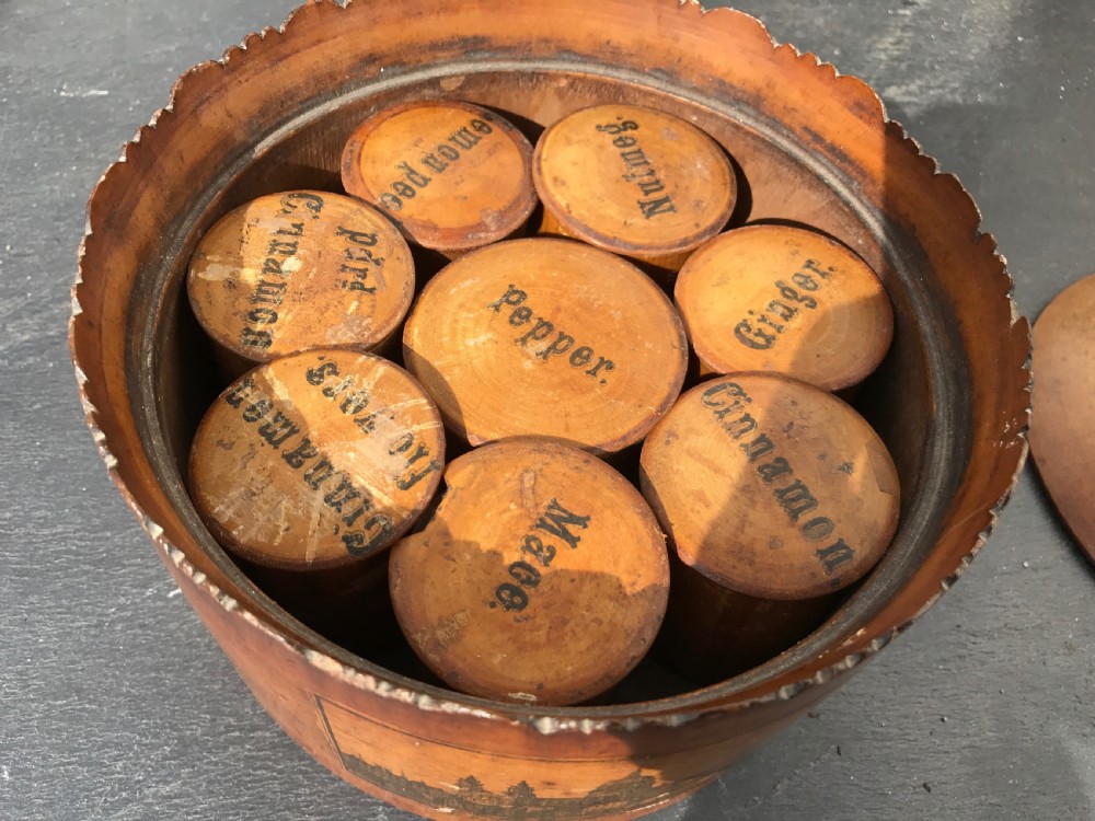 Antique Spice Box - with all its interior pots View II