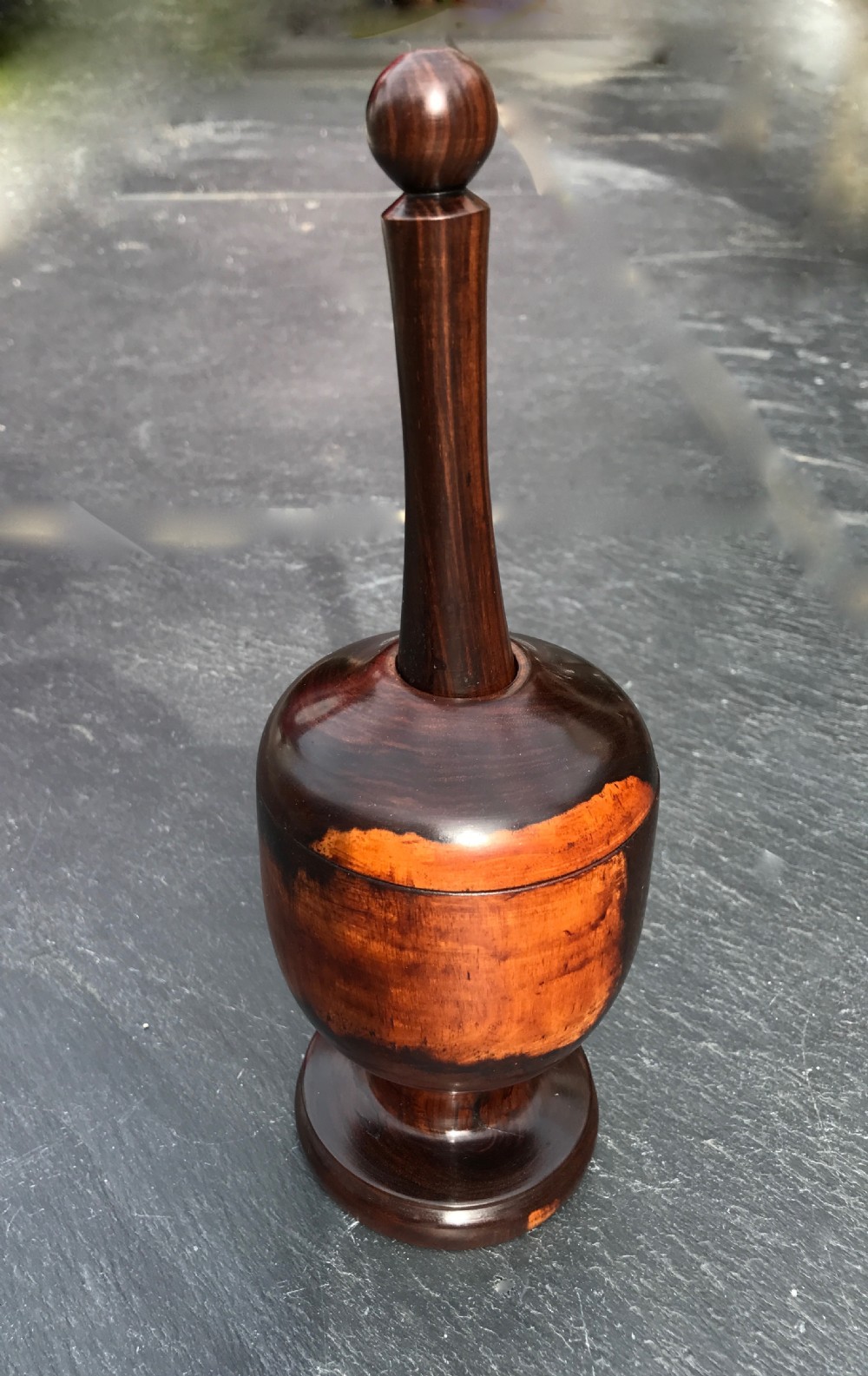 Antique Lidded Pestle and Mortar - lignum vitae