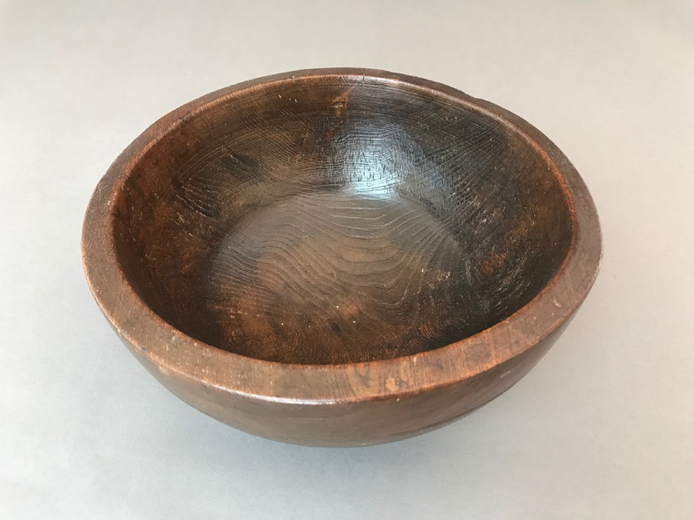 A large antique Welsh elm bowl  View II