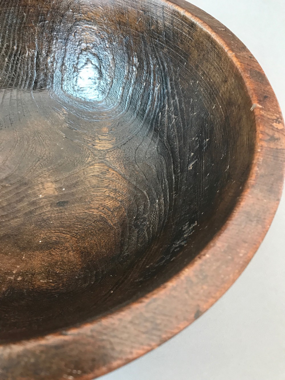 A large antique Welsh elm bowl  View IV
