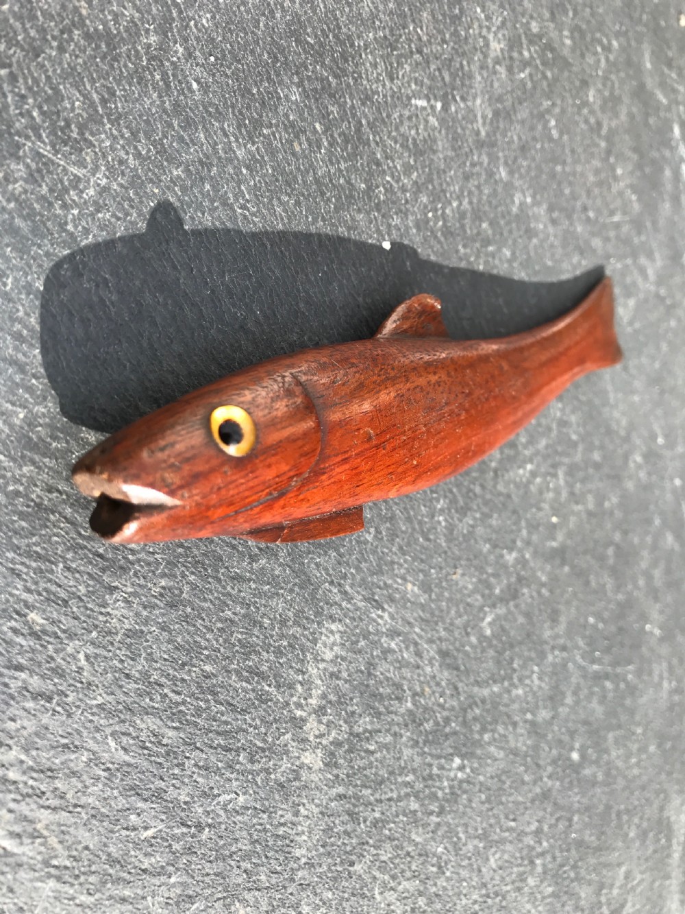 A 19th century mahogany knitting sheath in the shape of a fish View II