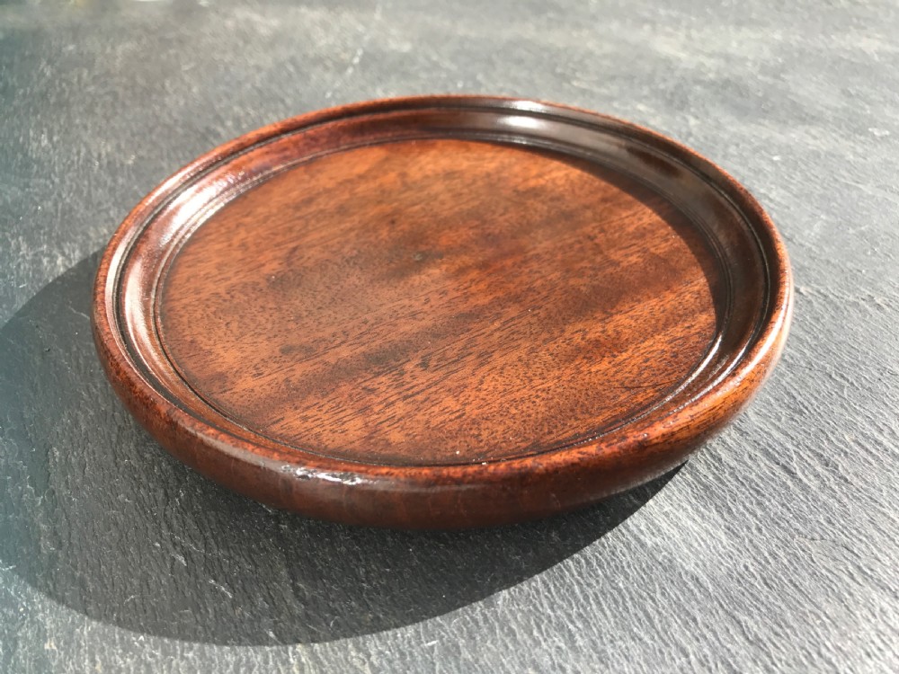 Antique Treen Mahogany  Wine Coaster