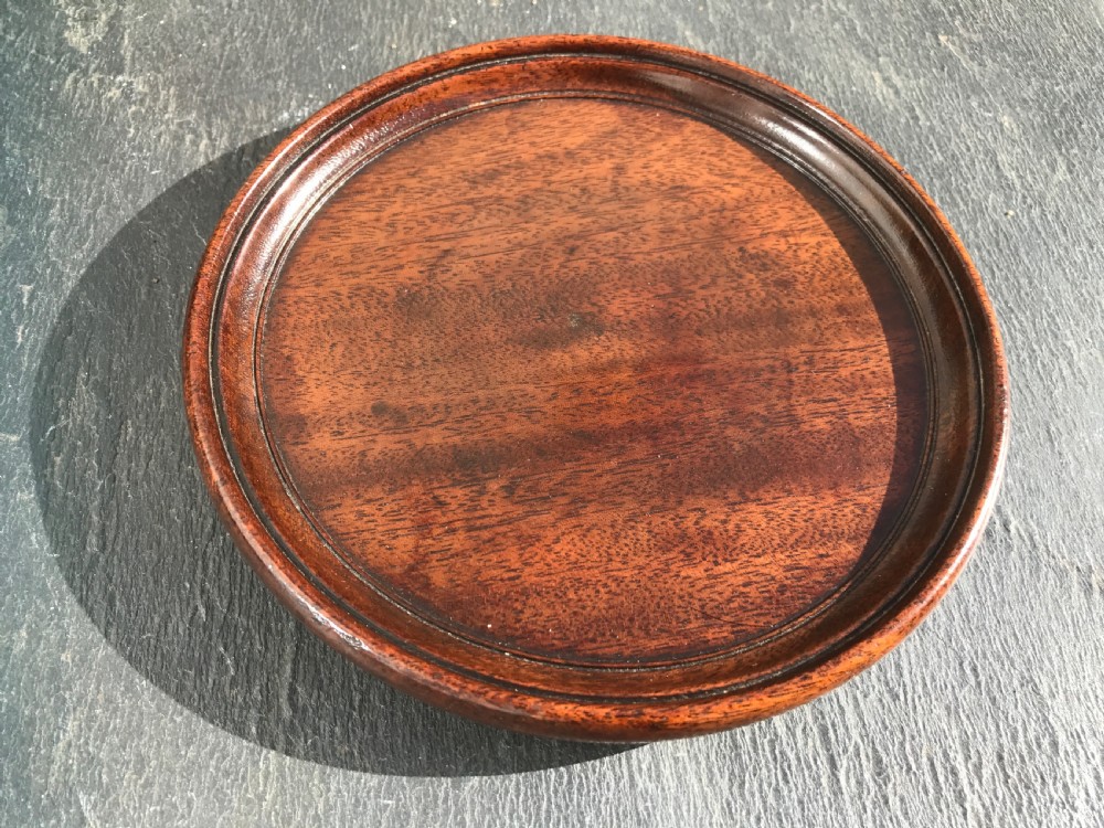 Antique Treen Mahogany  Wine Coaster View II