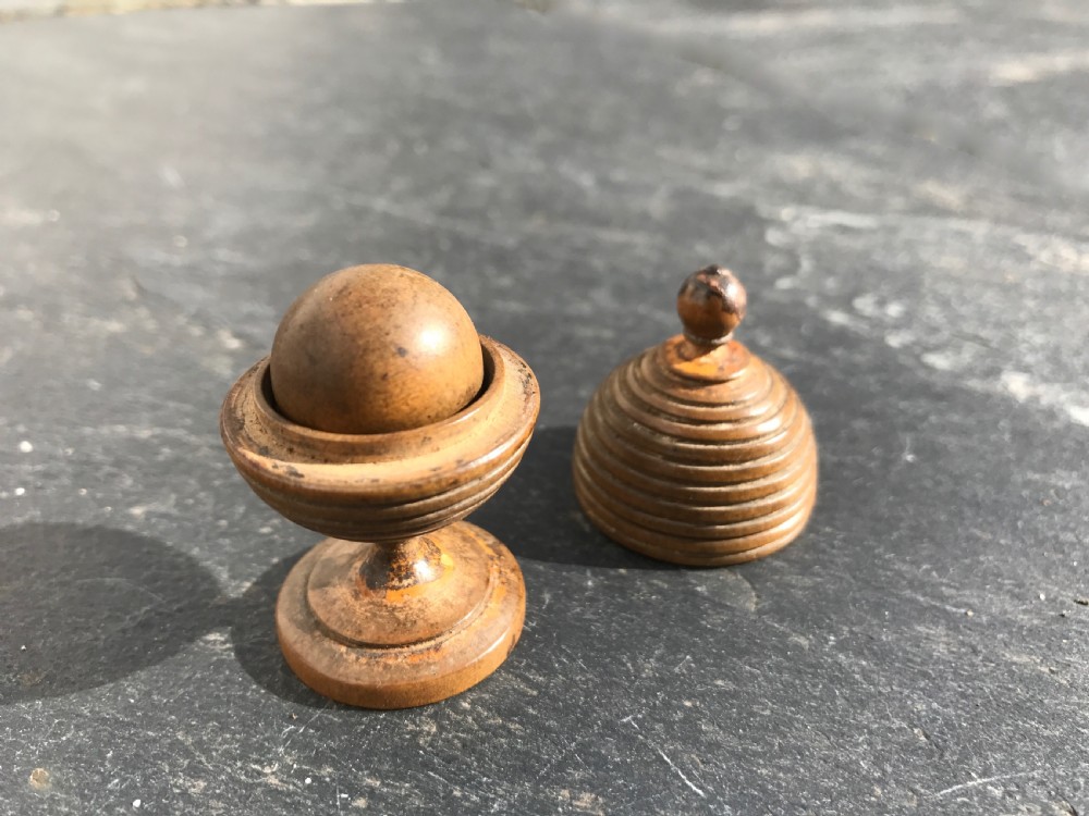 Antique Boxwood Magic Trick - disappearing ball View II