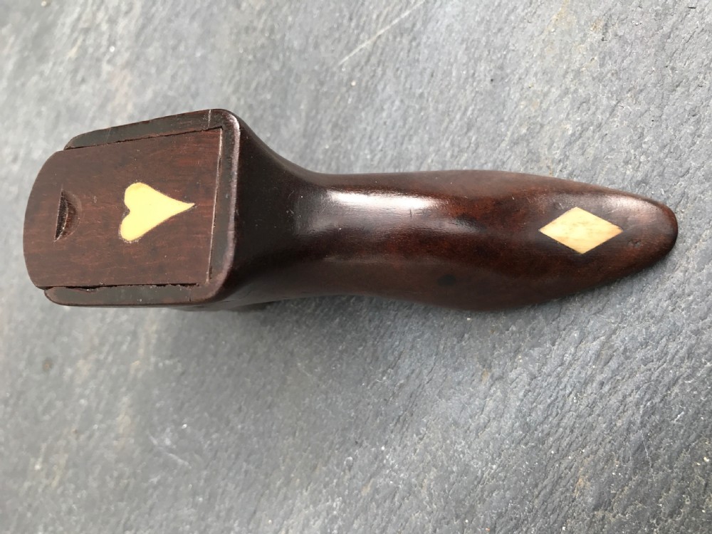 Antique Snuff Shoe - heart and diamond inlay View IV