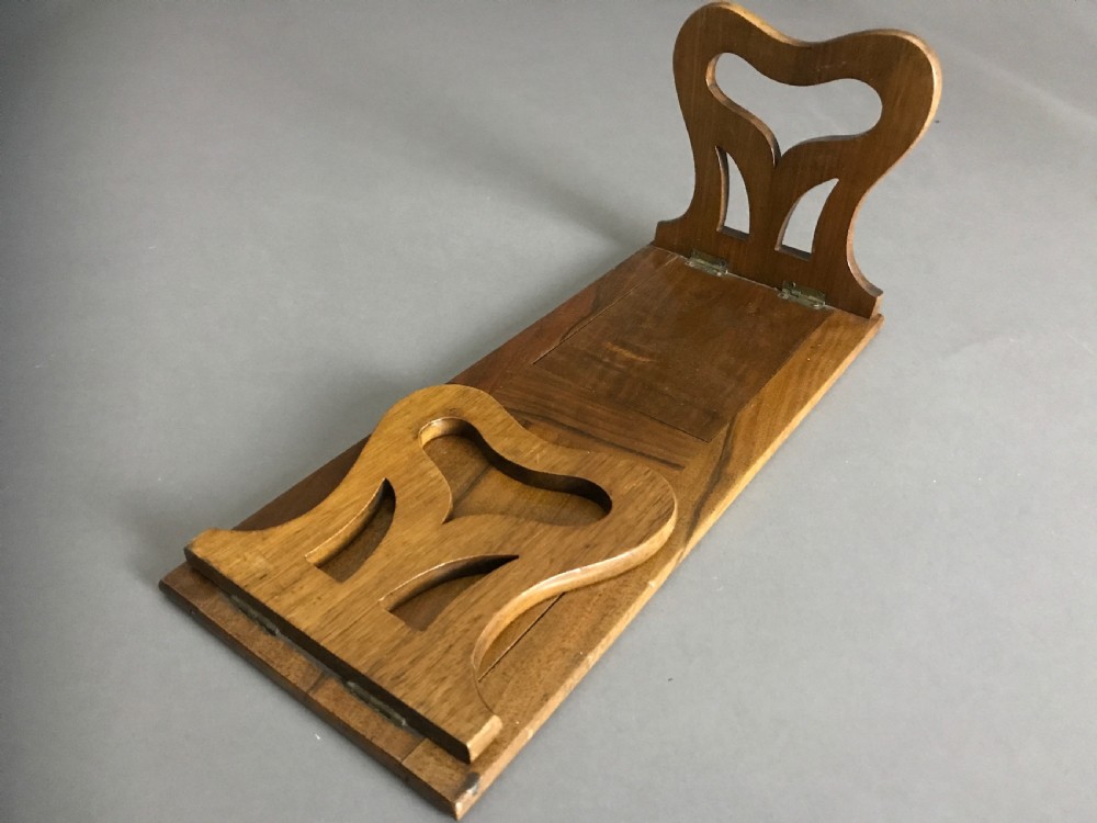 An antique Victorian extending book slide made from walnut  View II