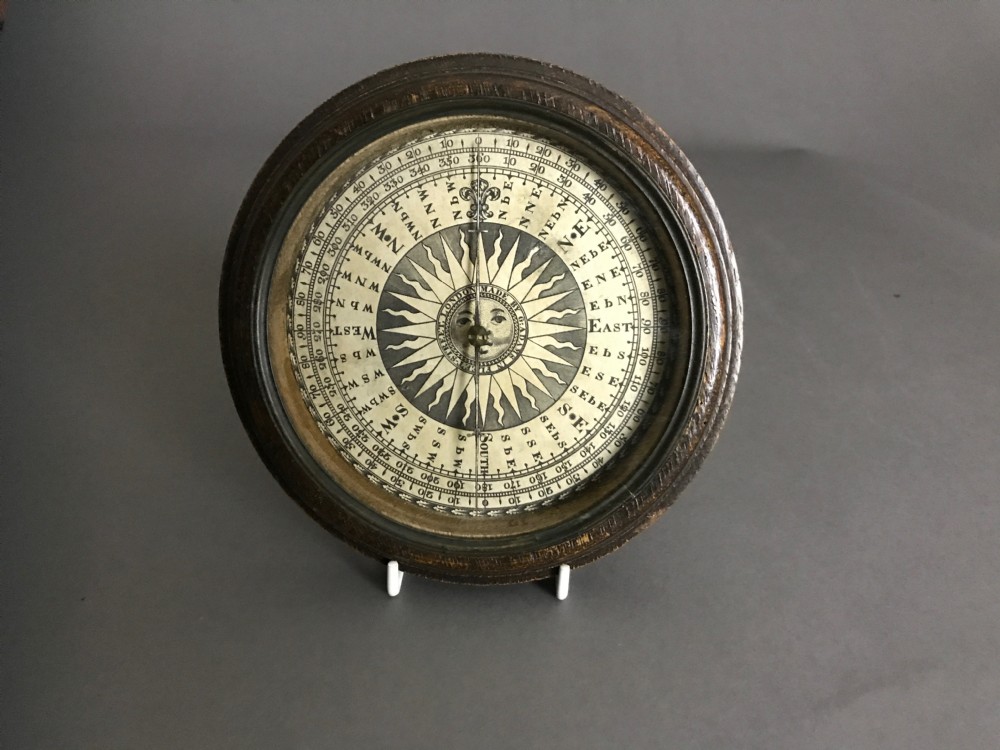 An Unusually Large treen  19th Century Oak Compass