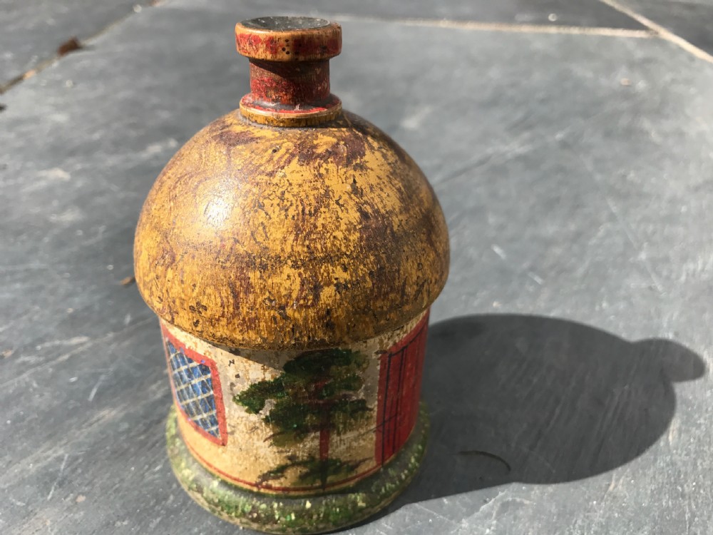 An early 19th century Tunbridge Ware painted cottage money box