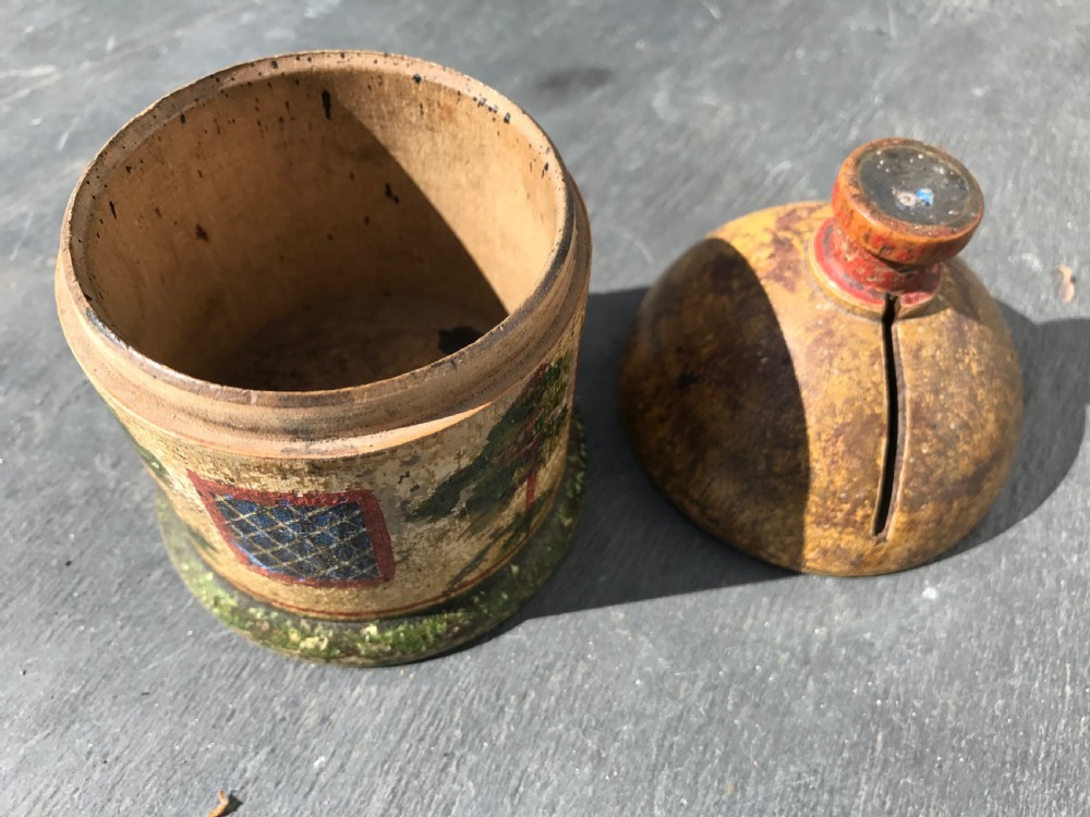 An early 19th century Tunbridge Ware painted cottage money box View V
