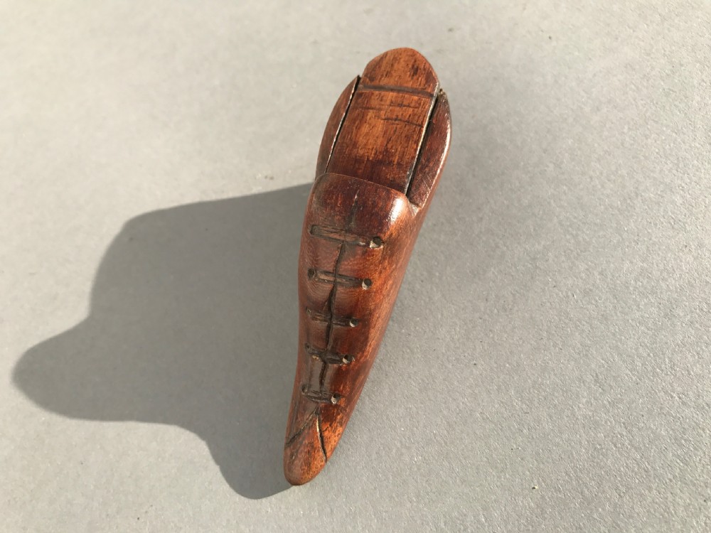 Antique Snuff  Box in the form of a Shoe - carved lace decoration View II