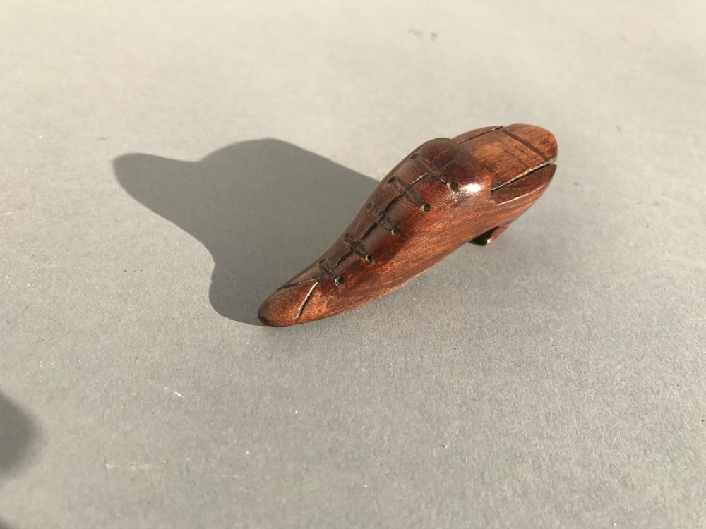 Antique Snuff  Box in the form of a Shoe - carved lace decoration View III