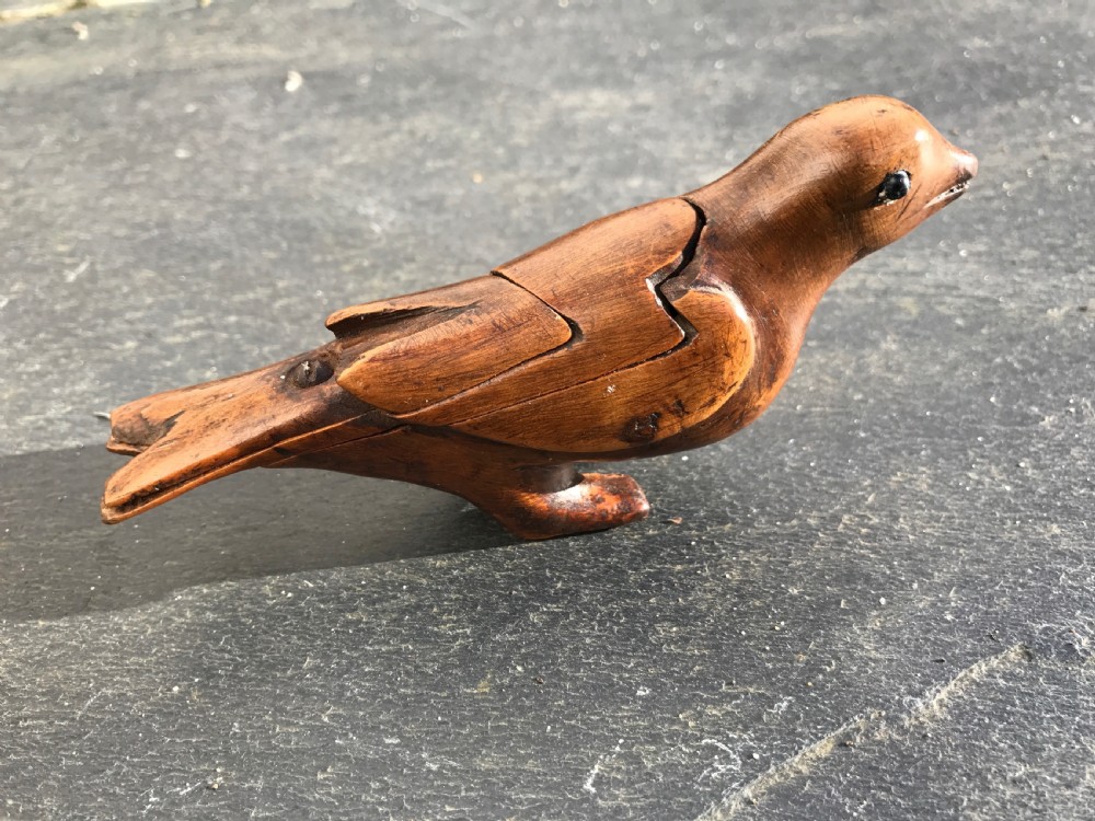 An 18th century boxwood carved  puzzle snuff box - in the form of a bird