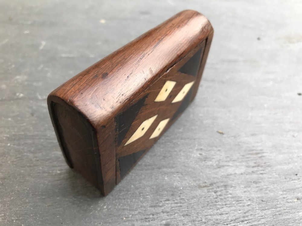 Antique Snuff Book Box - inlaid with bone and ebony