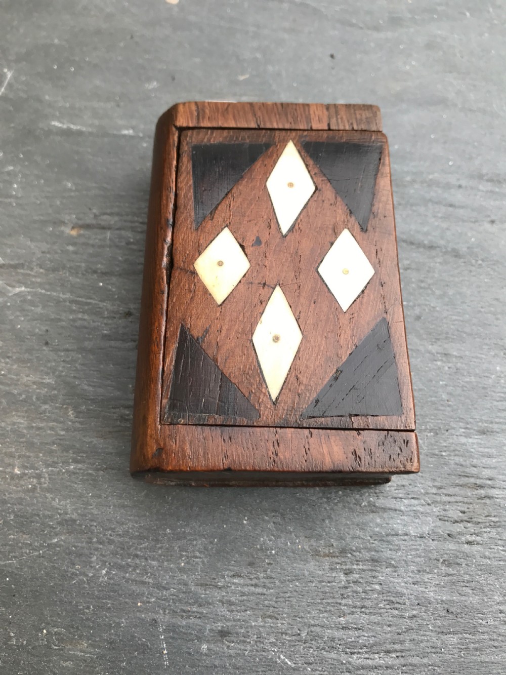 Antique Snuff Book Box - inlaid with bone and ebony View III
