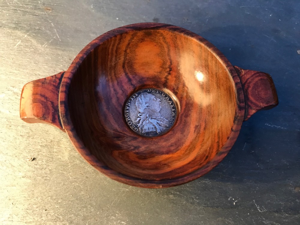 Antique treen Laburnum Wood Scottish Quaich View III