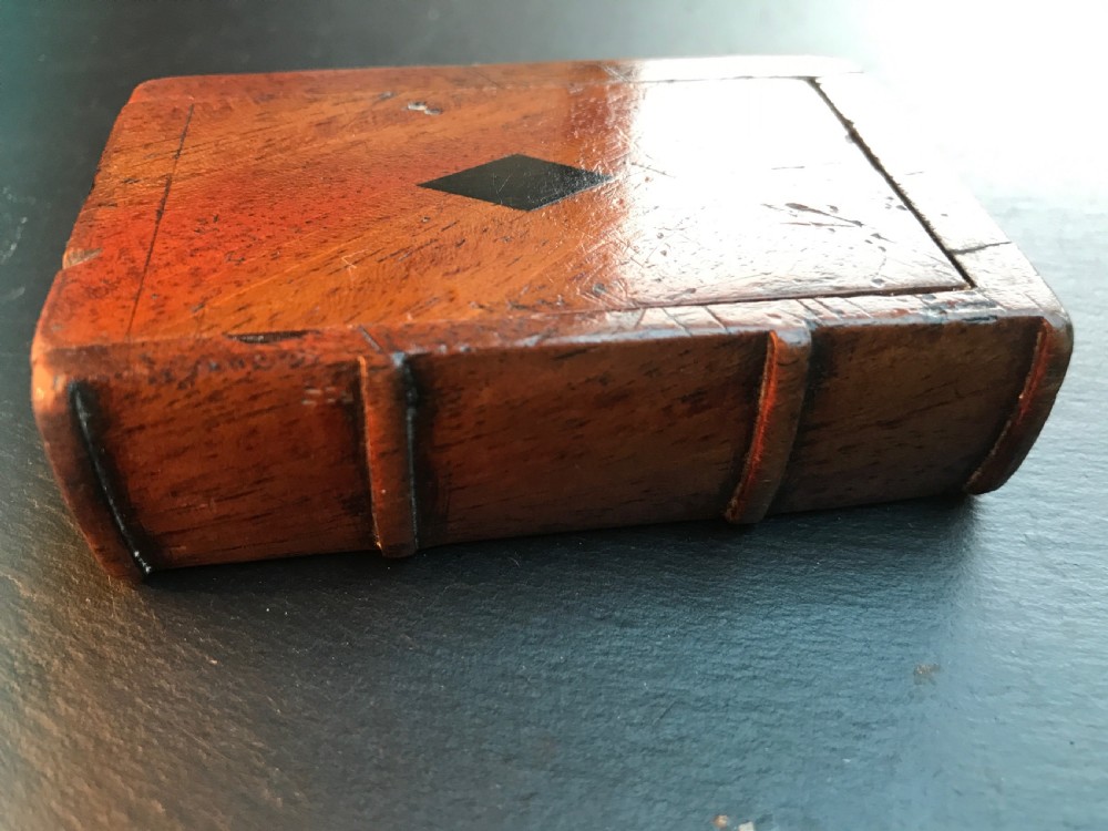 Antique Treen Snuff  Box - in the shape of a book