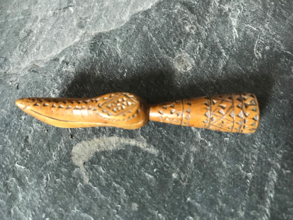 Antique Treen Pipe Tamper - in the form of a shoe View II