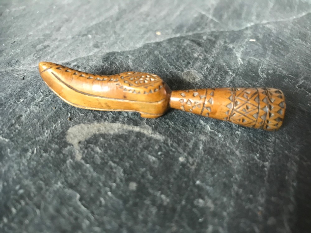 Antique Treen Pipe Tamper - in the form of a shoe View III