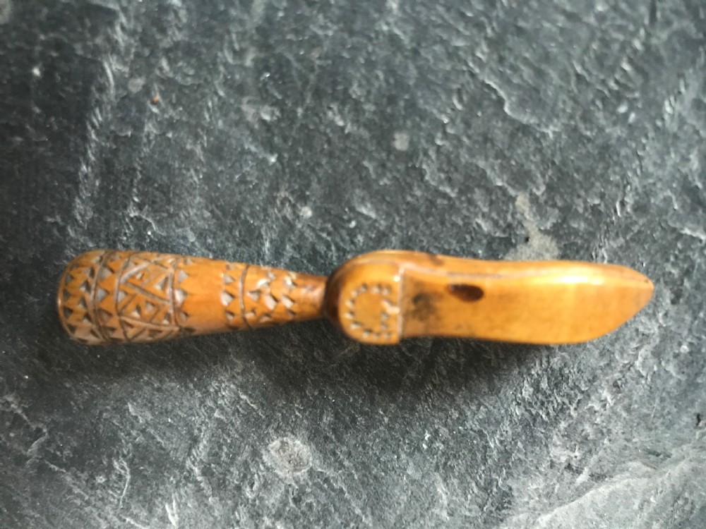 Antique Treen Pipe Tamper - in the form of a shoe View IV