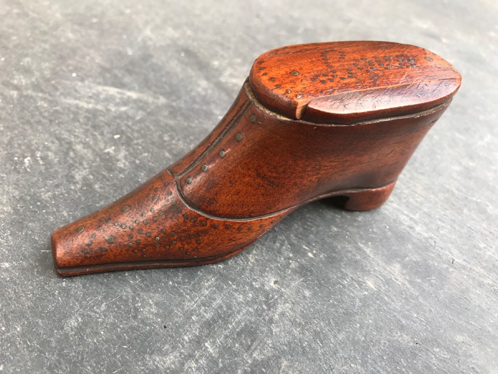 An Antique Snuff Shoe - LOVE to the lid