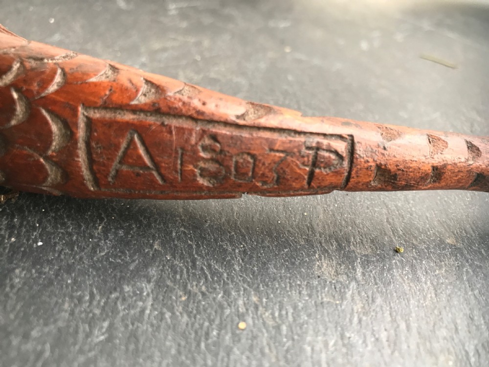 A rare shaped treen knitting sheath in the shape of a mermaid  View IV