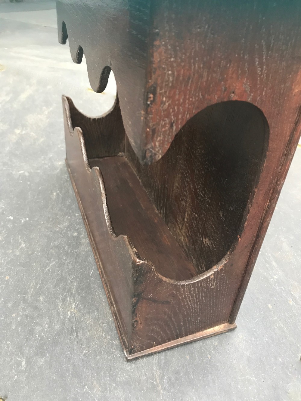 A Welsh antique oak candle box View II