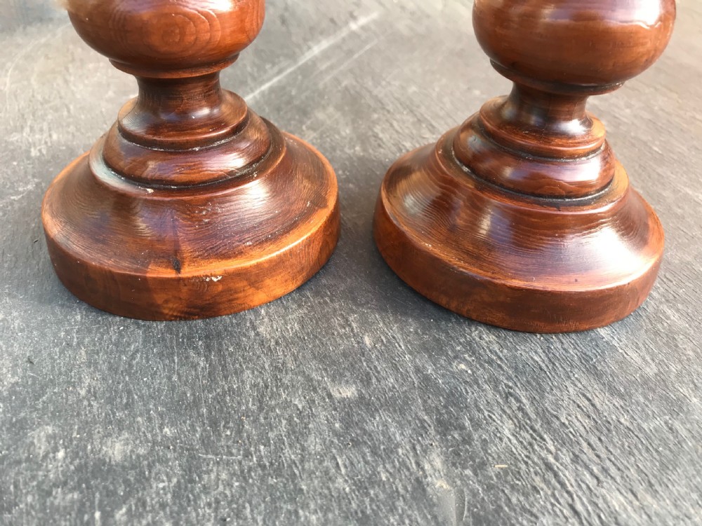 A Pair of  Georgian Yew Wood Candlesticks View IV