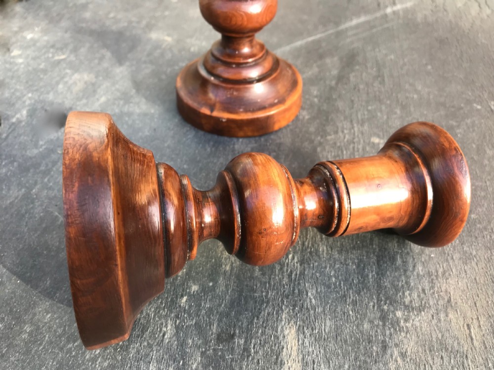 A Pair of  Georgian Yew Wood Candlesticks View V