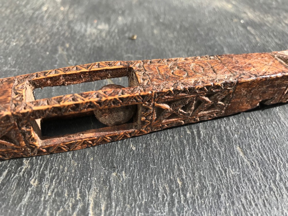 Antique treen knitting sheath - dated 1801 View II