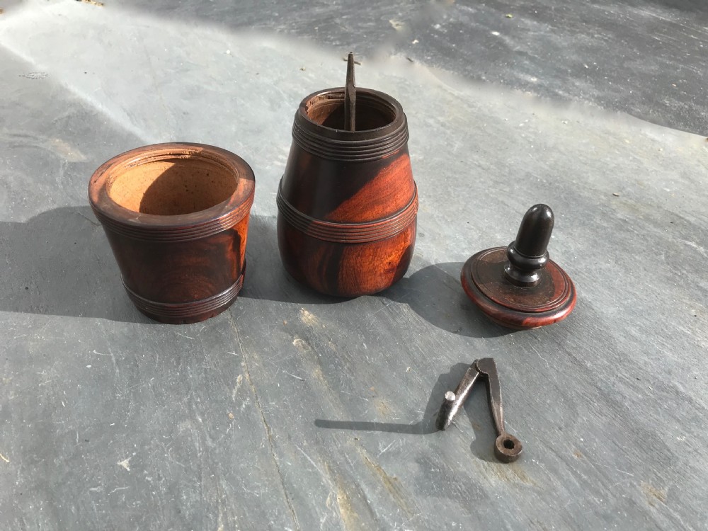 An 18th Century Treen lignum Vitae Coffee Grinder View II