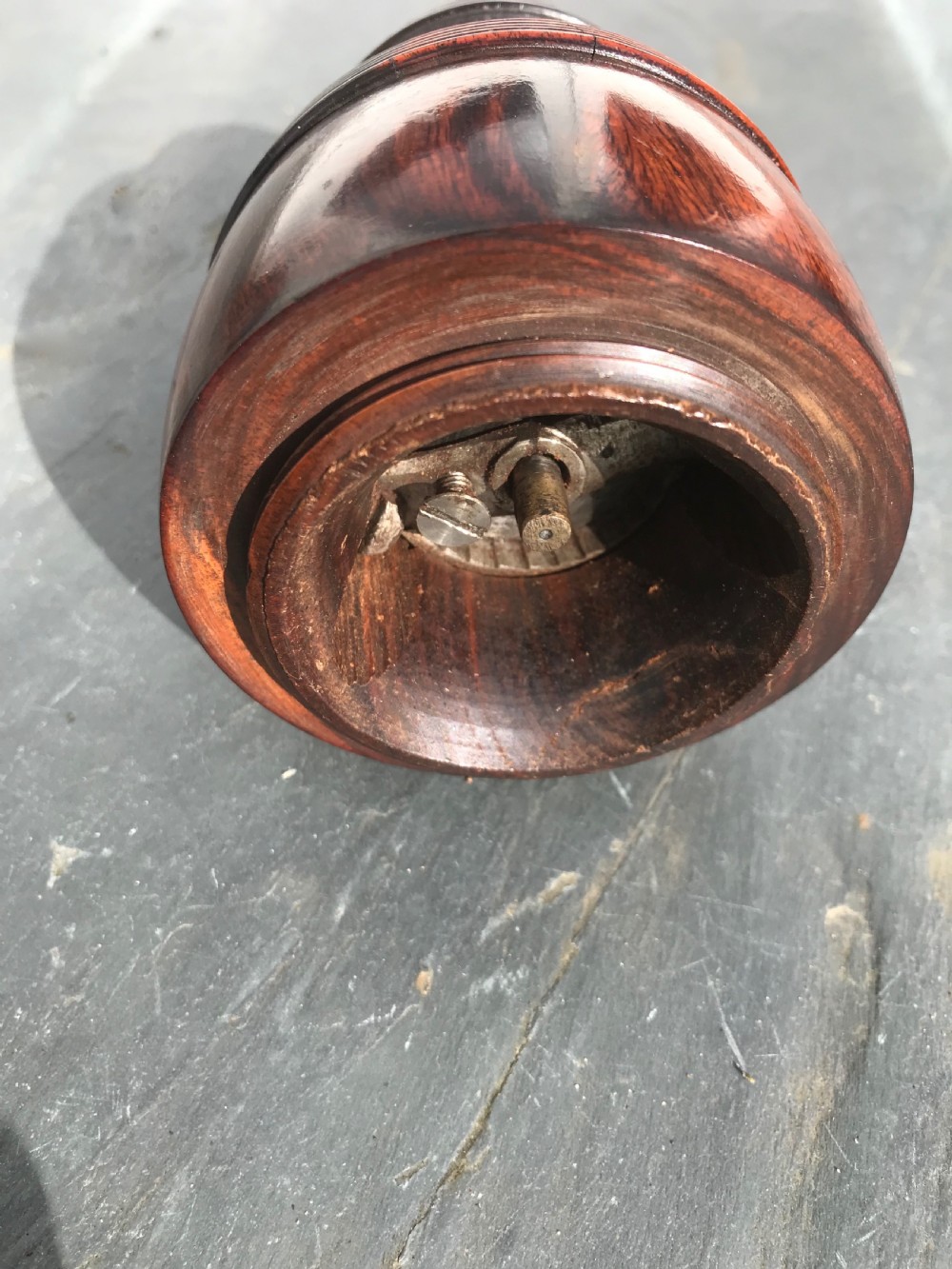 An 18th Century Treen lignum Vitae Coffee Grinder View III