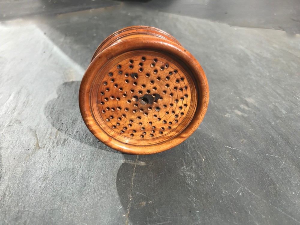 Antique treen pounce pot View II
