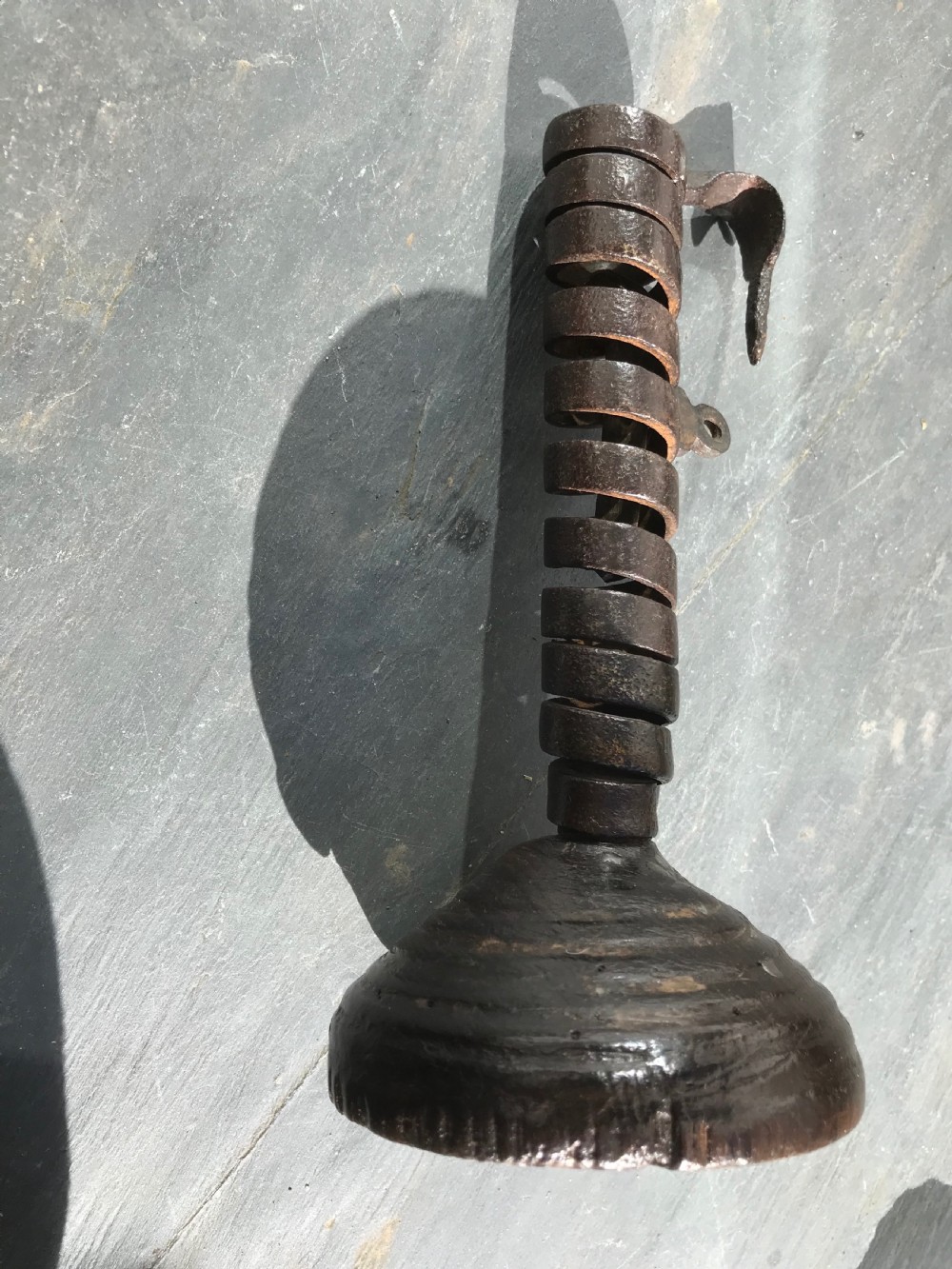 An 18th century spiral candlestick - unusual moulded base View V