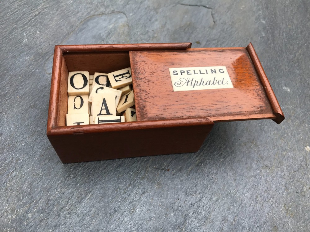 Antique Treen Victorian Alphabet and Spelling Set