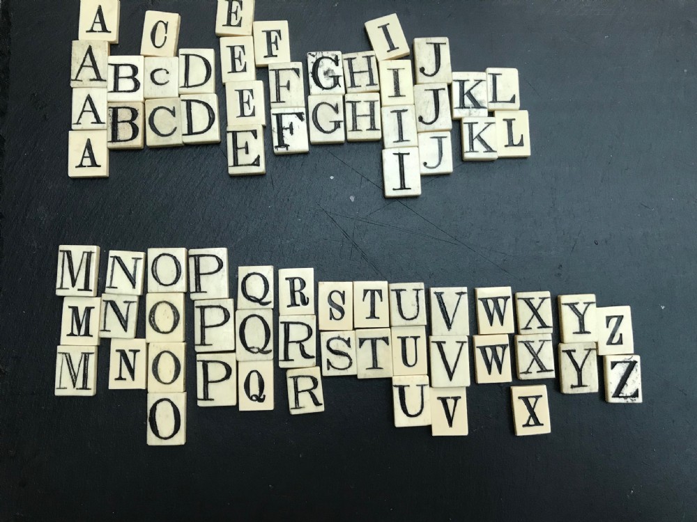 Antique Treen Victorian Alphabet and Spelling Set View V