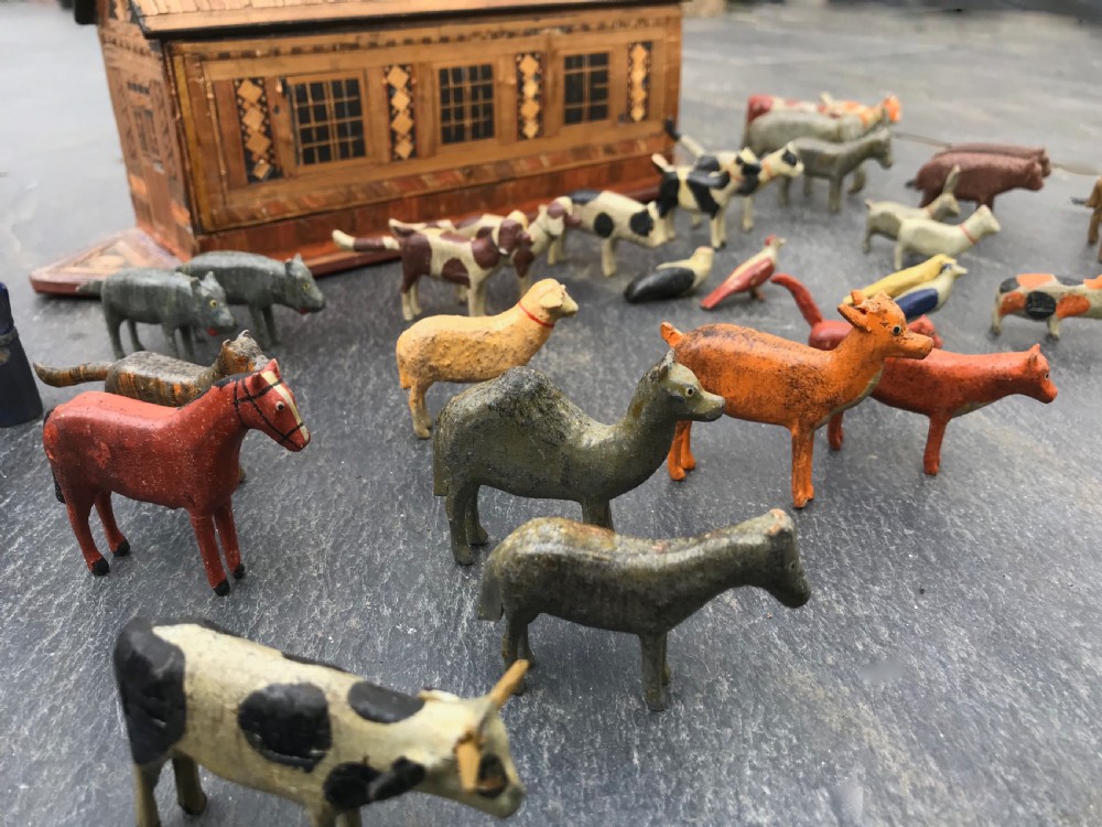Antique Noah's Ark - Straw Work plus animals View III