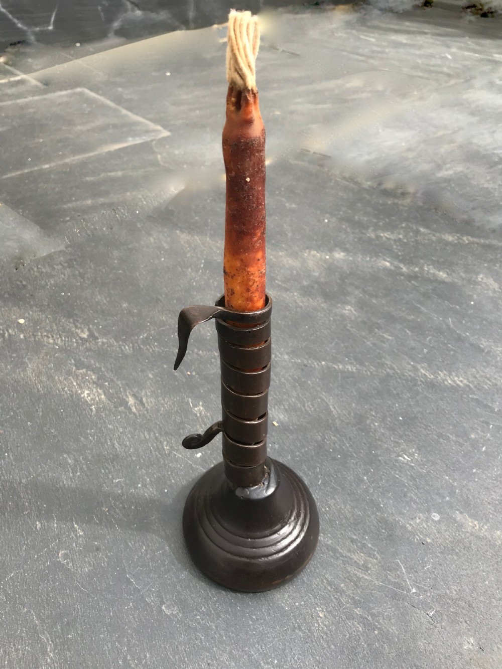 Antique Spiral Candlestick - unusual turned base