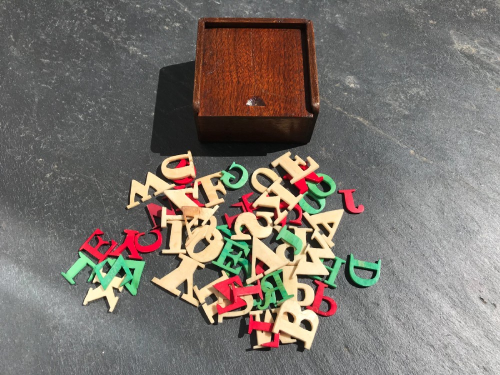 Antique Spelling/Alphabet Boxed Set - child's teaching aid View II