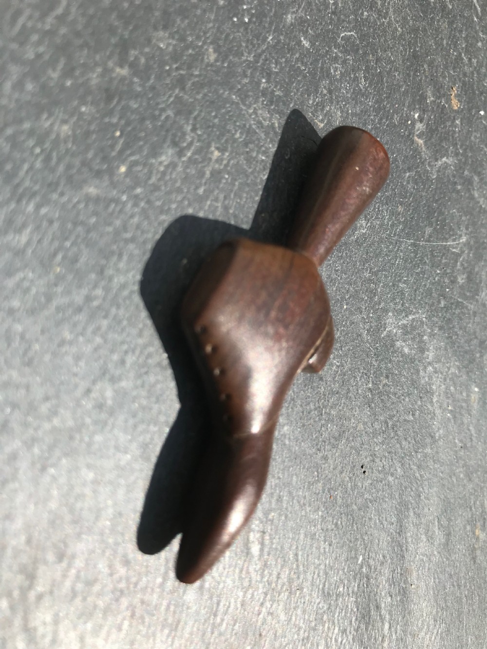 Antique Treen Pipe tamper - Shoe View II