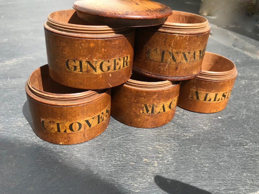 Antique Treen Spice Tower - Five Tier View II