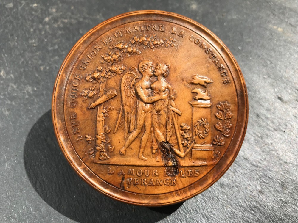 Antique Pressed Wood Snuff Box