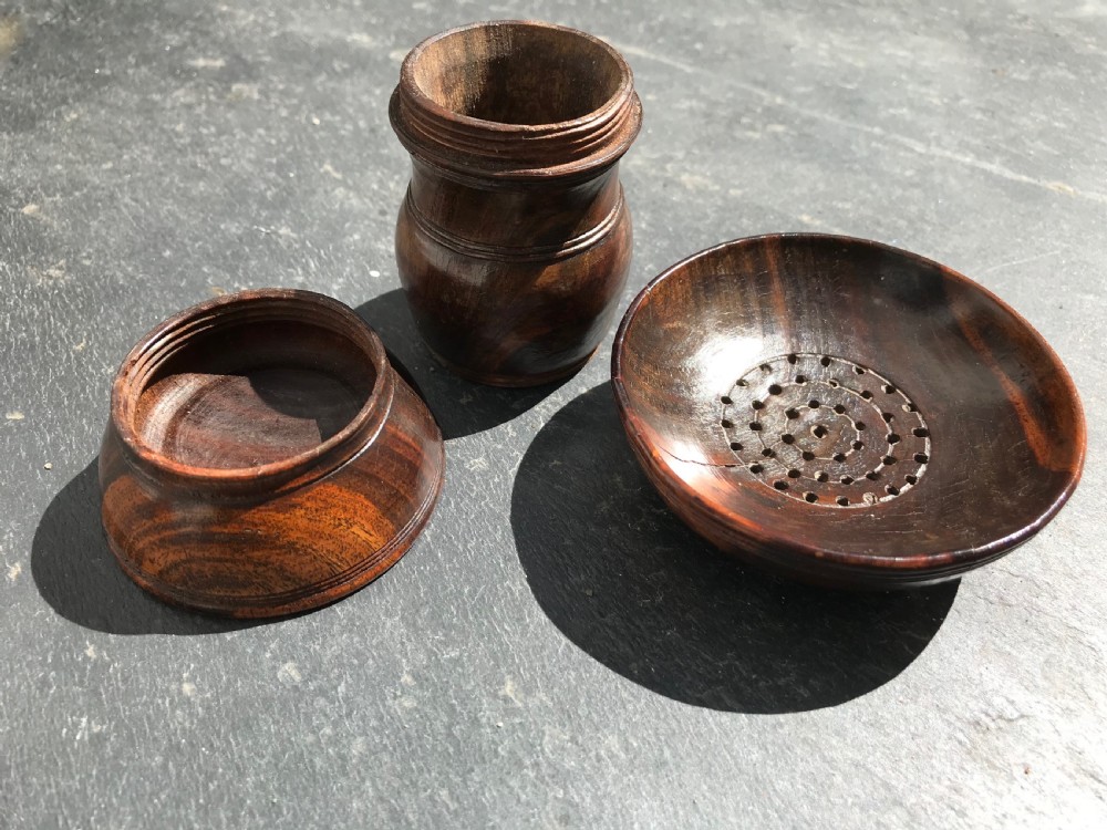 Antique English Pounce Pot -  Unusual Double Opening View II