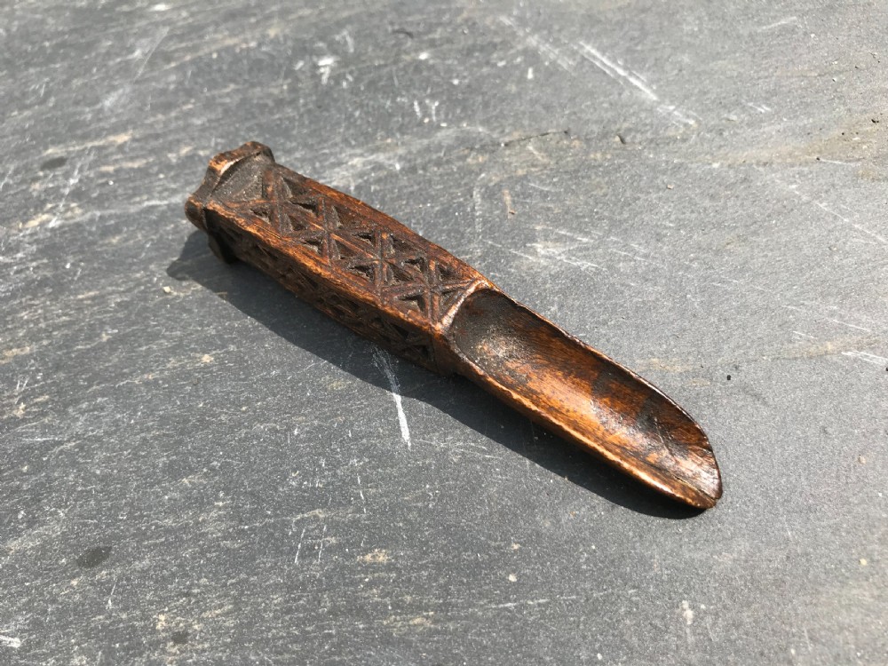 Antique Treen Apple Corer/ Scoop - dated 1786