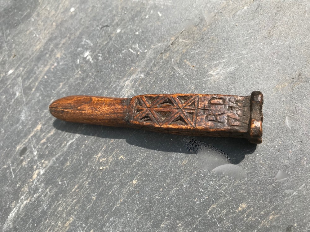 Antique Treen Apple Corer/ Scoop - dated 1786 View IV