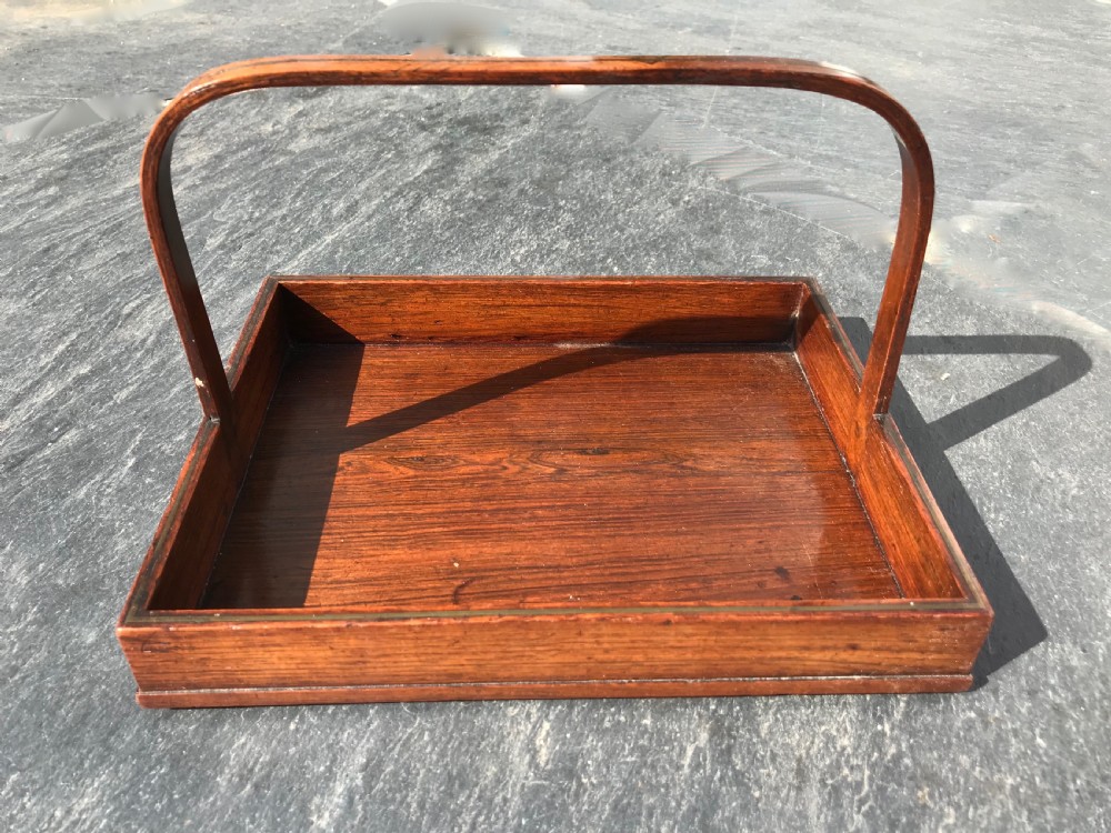 Antique Small Rosewood and Brass Stationery Tray